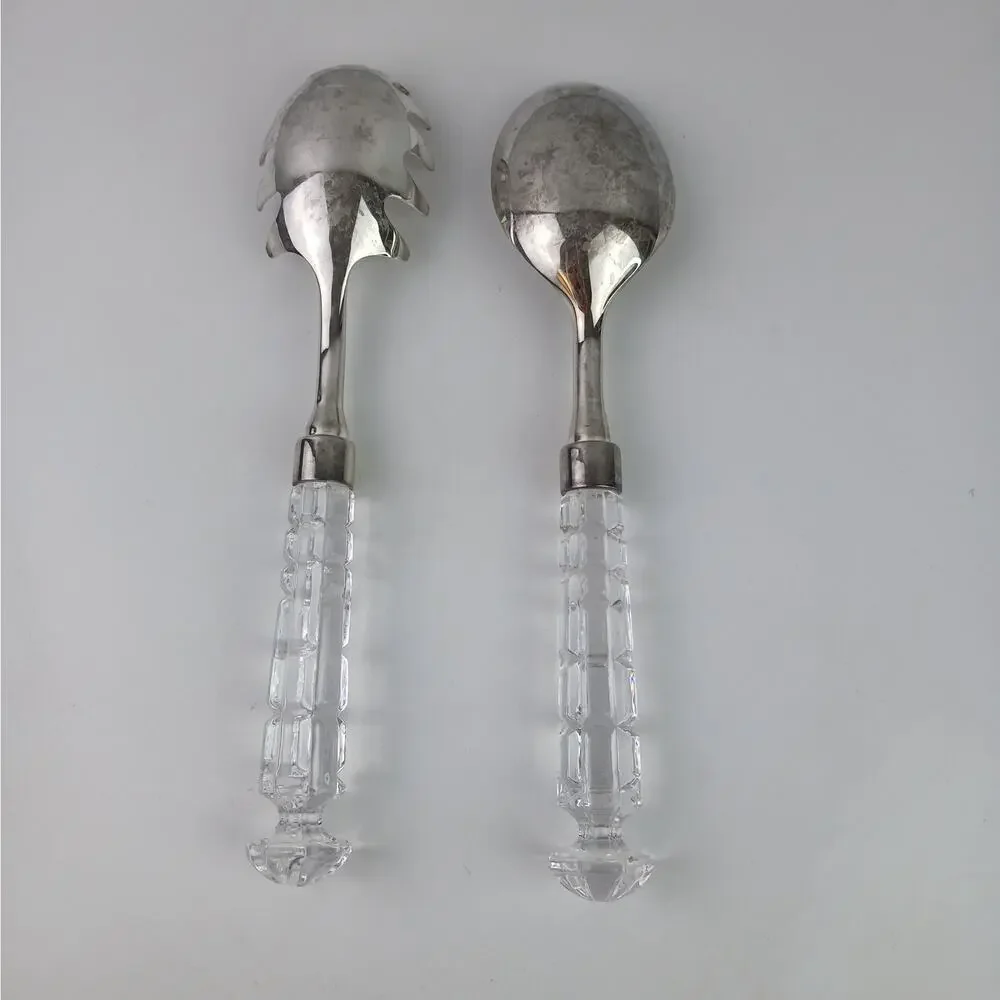 VTG Godinger Versailles Silver Plate & Crystal Serving Set Pasta Server Spoon